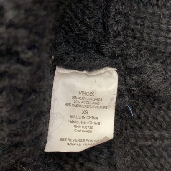 Vince Black Wool/Cashmere/Alpaca Shawl Collar Textured Cardigan Size XS - Picture 10 of 10